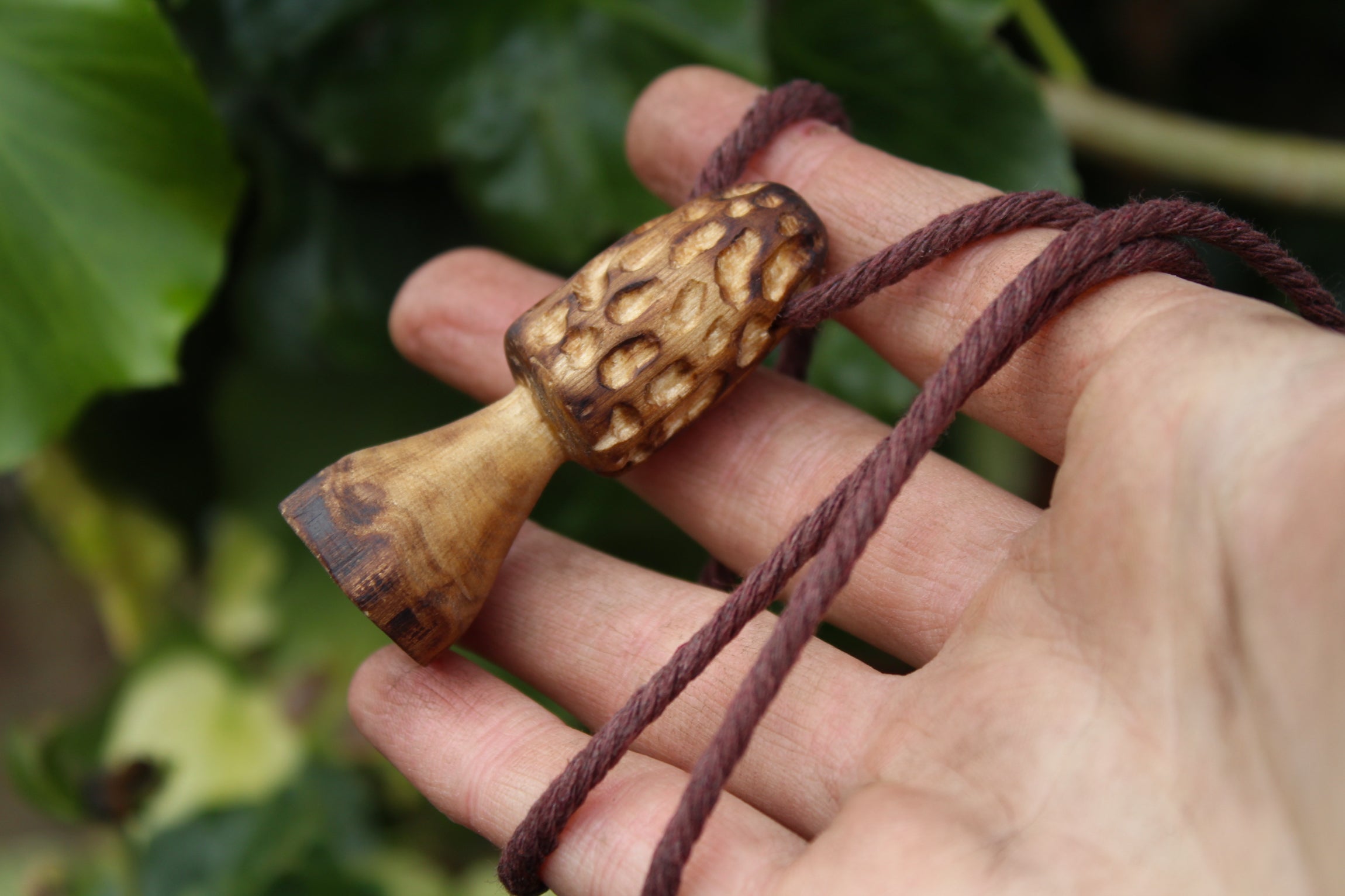 MOREL MAGIC - Handmade Hazel Wood Mushroom Necklace