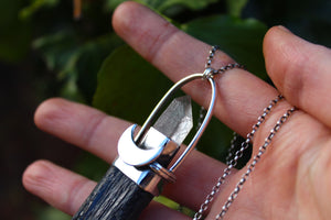 CLEAR WATERS - Handmade Recycled Sterling Silver Necklace with Blue Kyanite & Clear Quartz