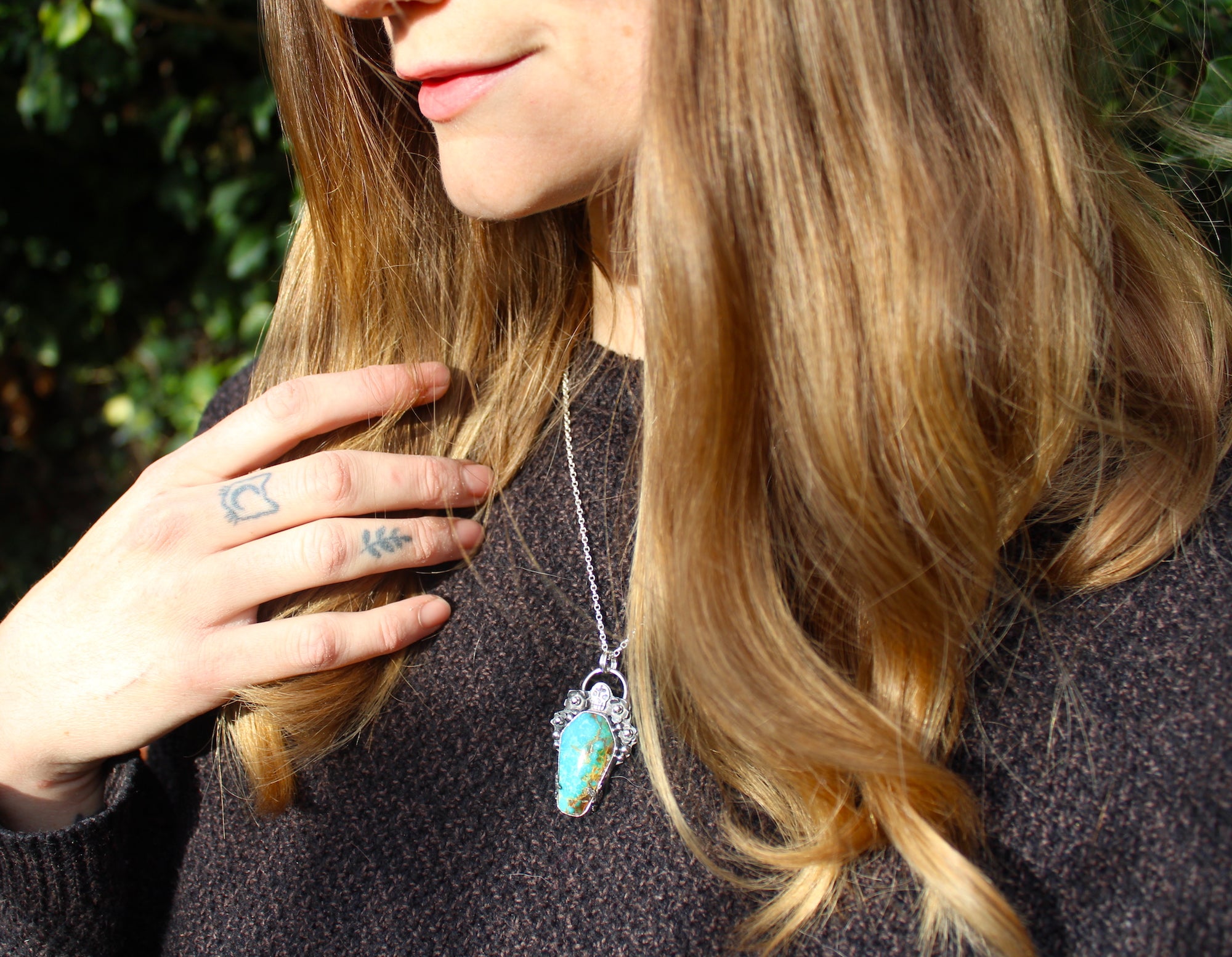 THE OLD ONES Handmade Turquoise Coffin & Sterling Silver Necklace