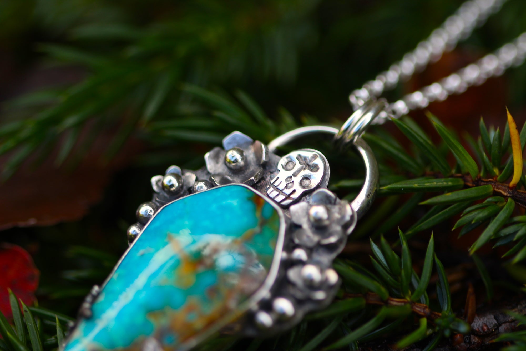 THE OLD ONES Handmade Turquoise Coffin & Sterling Silver Necklace