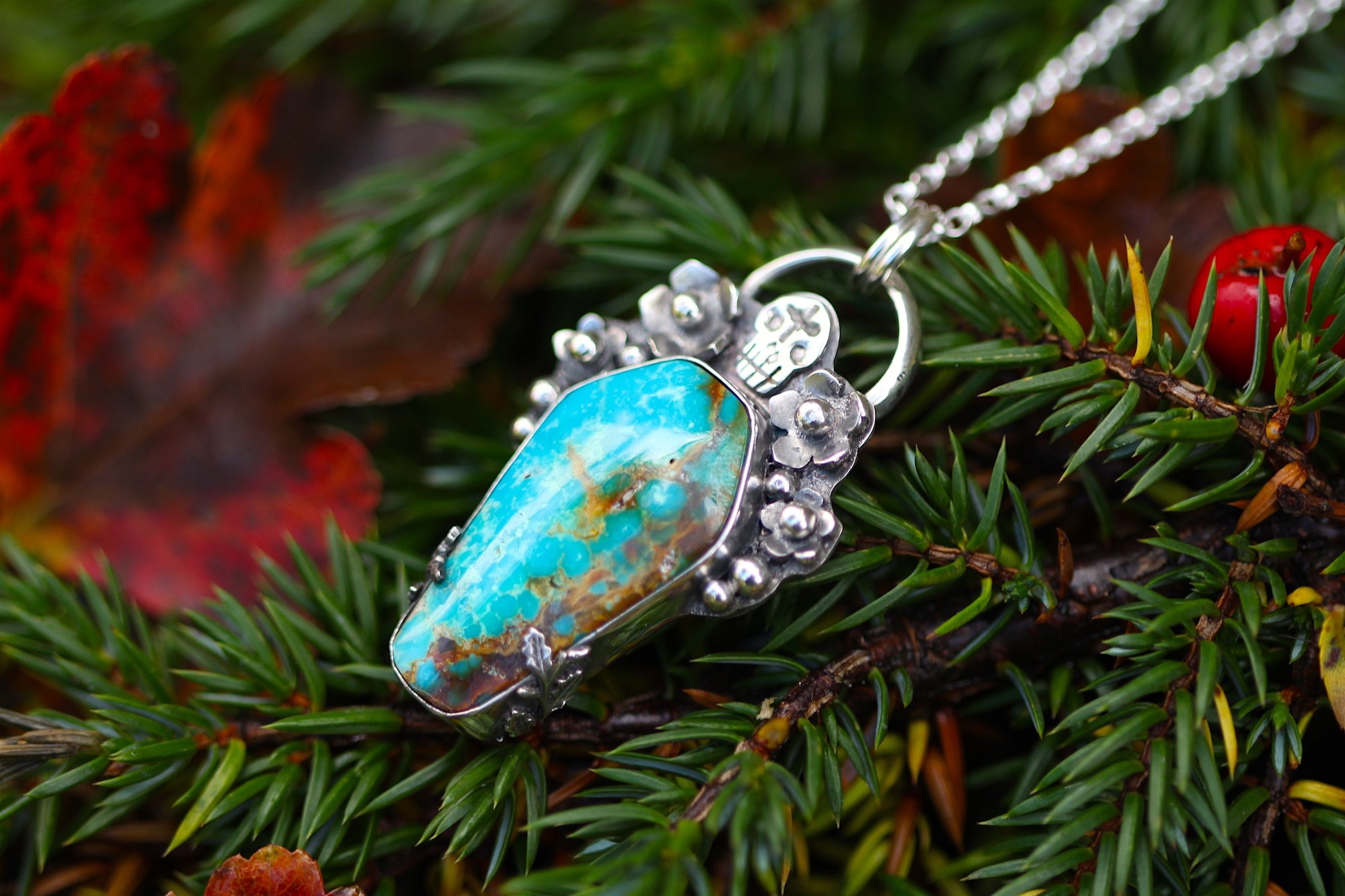 THE OLD ONES Handmade Turquoise Coffin & Sterling Silver Necklace