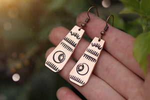 WILD ABANDON Handmade Stamped Copper Earrings