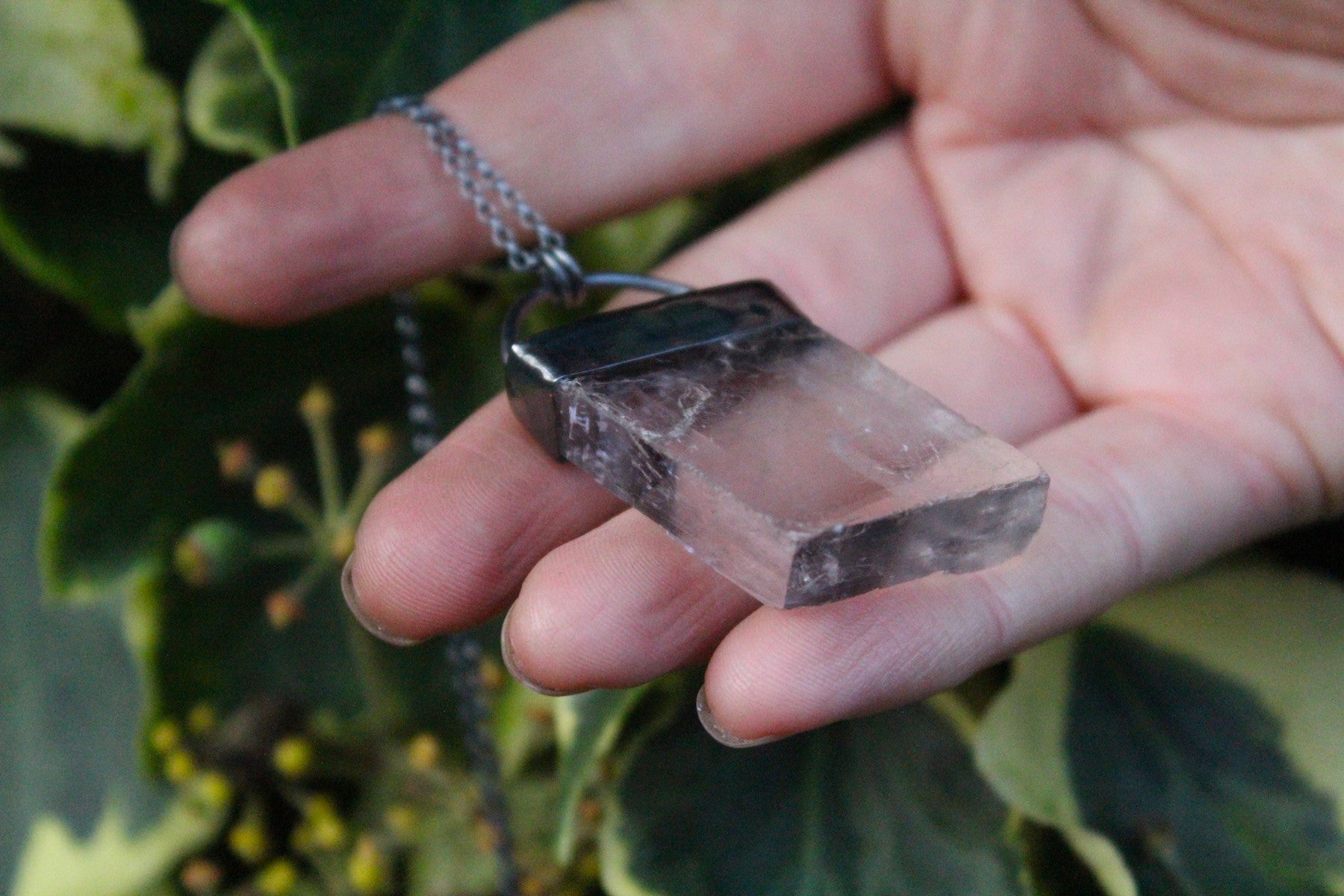 DARK TREASURE Handmade Sterling Silver Necklace with Optical Calcite