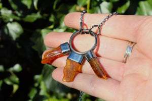 WOLF WOTHER Handmade Sterling Silver Necklace with Natural Amber