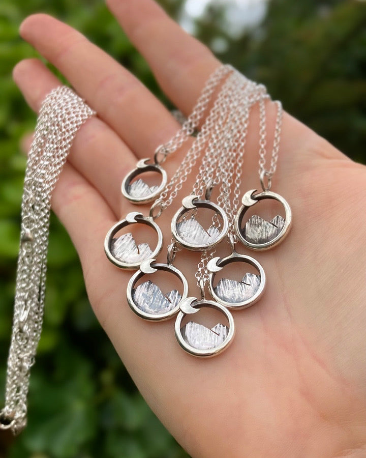 Mini EXPLORE Sterling Silver Mountain Range Necklace (Made to Order)