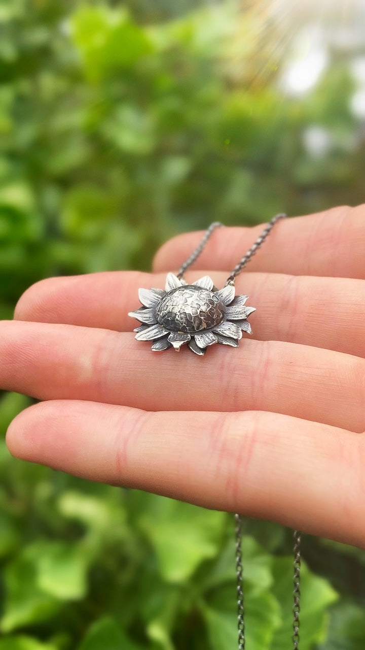 SUNFLOWER Handmade Sterling Silver Necklace (Made to Order)