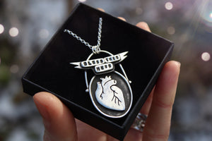 BLESS THIS MESS Handmade Sterling Silver Anatomical Heart Necklace