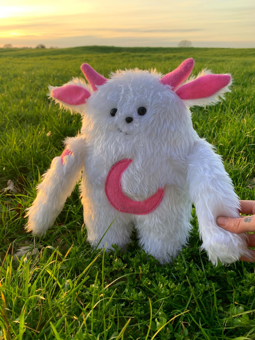 Rose Moon Troll - Handmade Plushie Comfort Creature