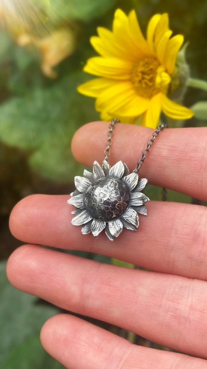 SUNFLOWER Handmade Sterling Silver Necklace (Made to Order)