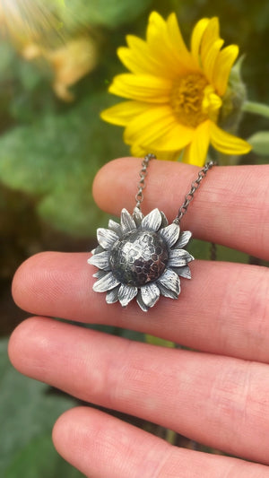 SUNFLOWER Handmade Sterling Silver Necklace (Made to Order)