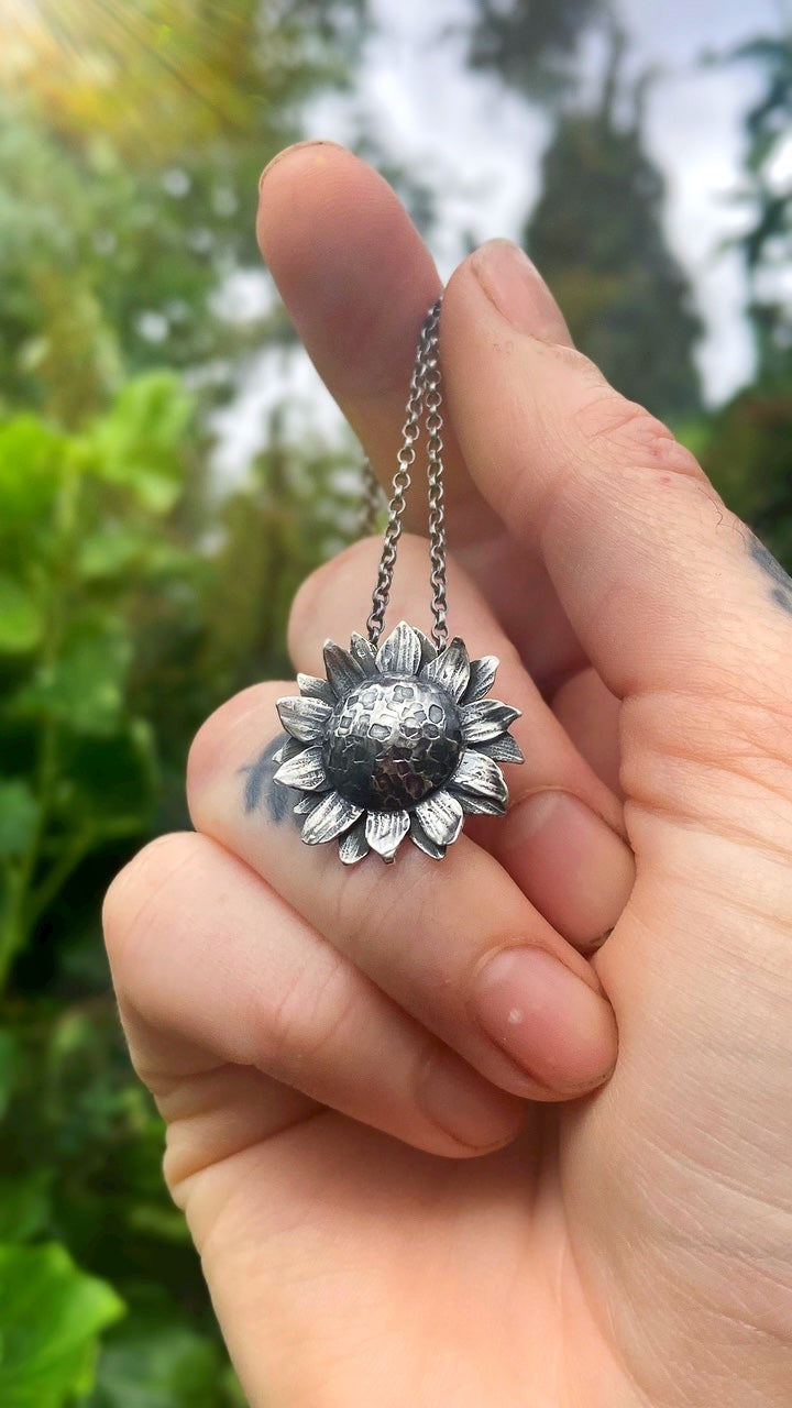 SUNFLOWER Handmade Sterling Silver Necklace (Made to Order)