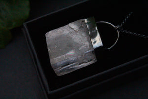DARK TREASURE Handmade Sterling Silver Necklace with Optical Calcite